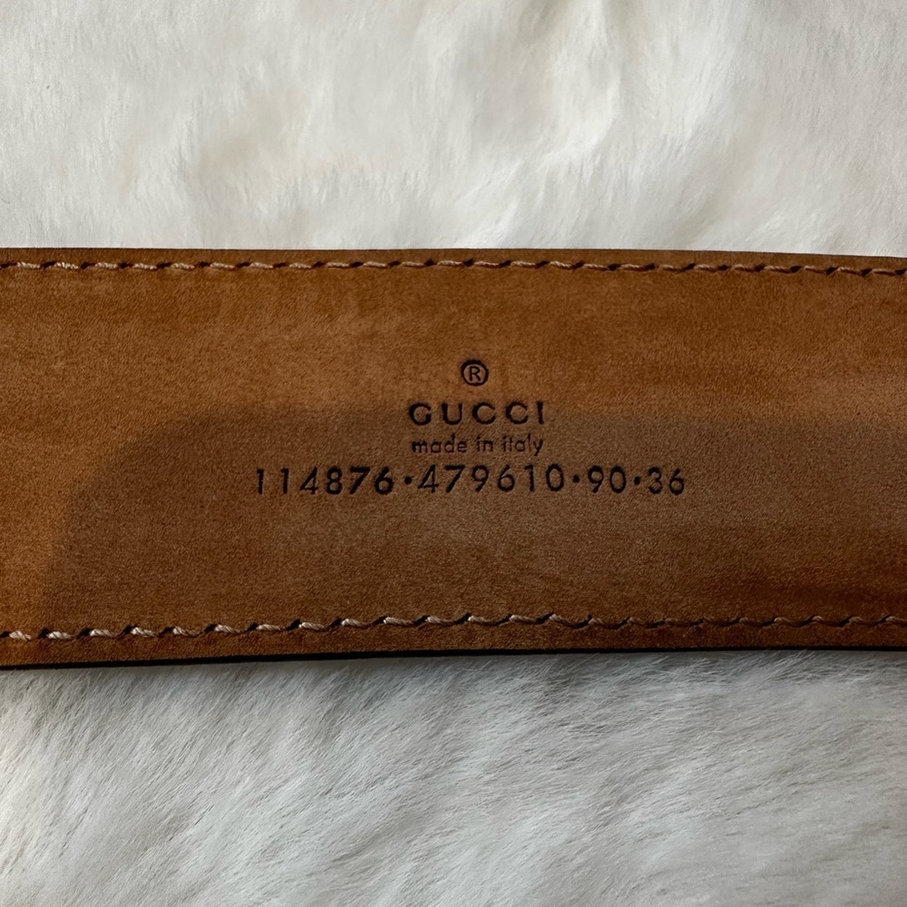 Gucci gold Leather Belt with Gold GG Buckle - Picture 16 of 16